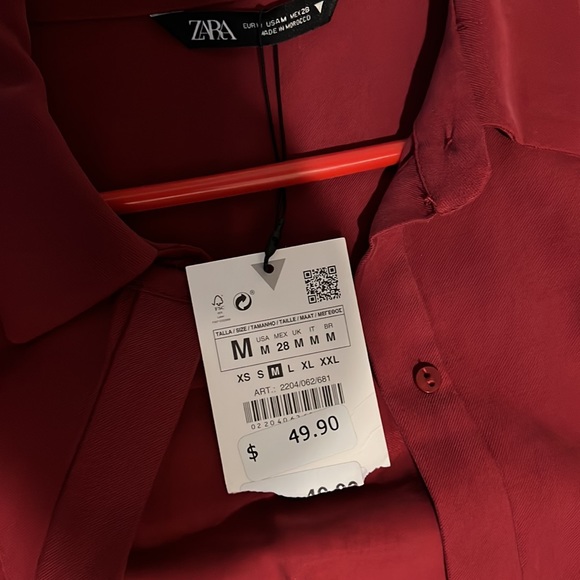 Brand new Zara size Medium cotton color burgundy. - Picture 4 of 4
